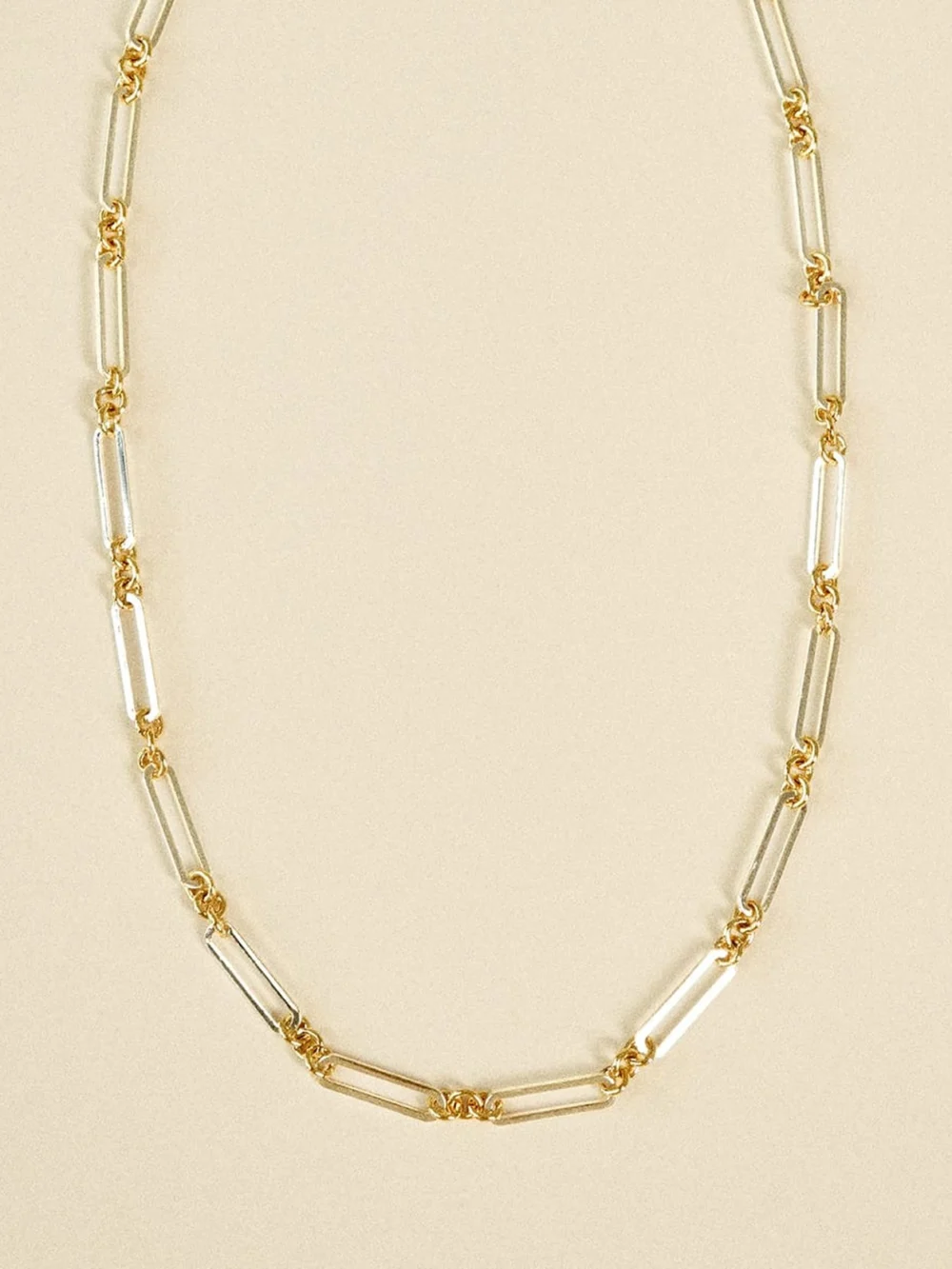 Daisy London Polly Newman Mixed Metal Paperclip Chain Necklace Silver Plate, view 3
