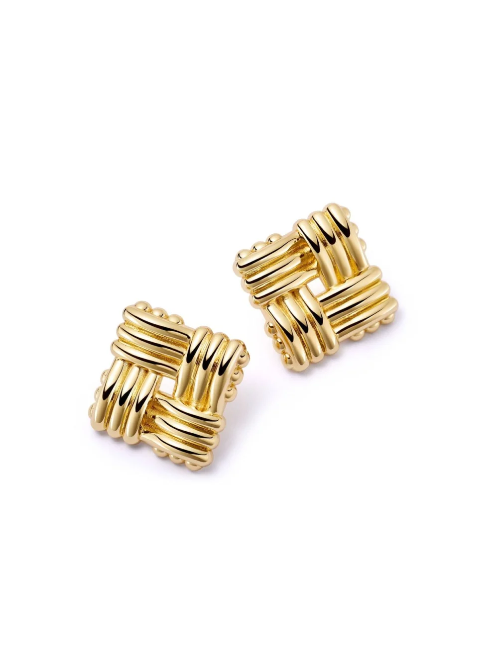 Daisy London Polly Oversized Lattice Stud Earrings 18ct Gold Plate