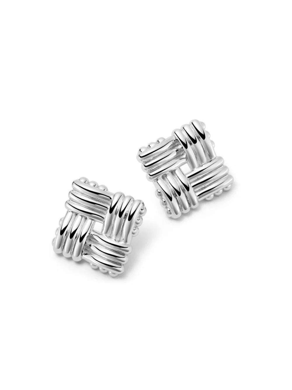 Daisy London Polly Oversized Lattice Stud Earrings Silver Plate