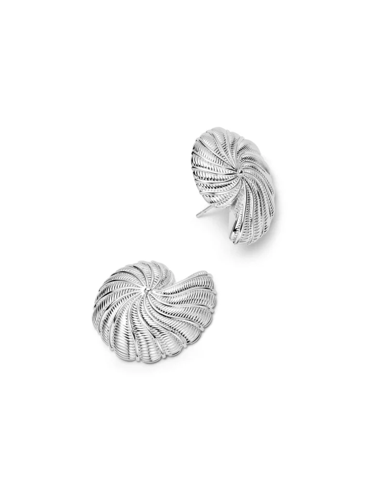 Daisy London Polly Oversized Shell Stud Earrings Silver Plate