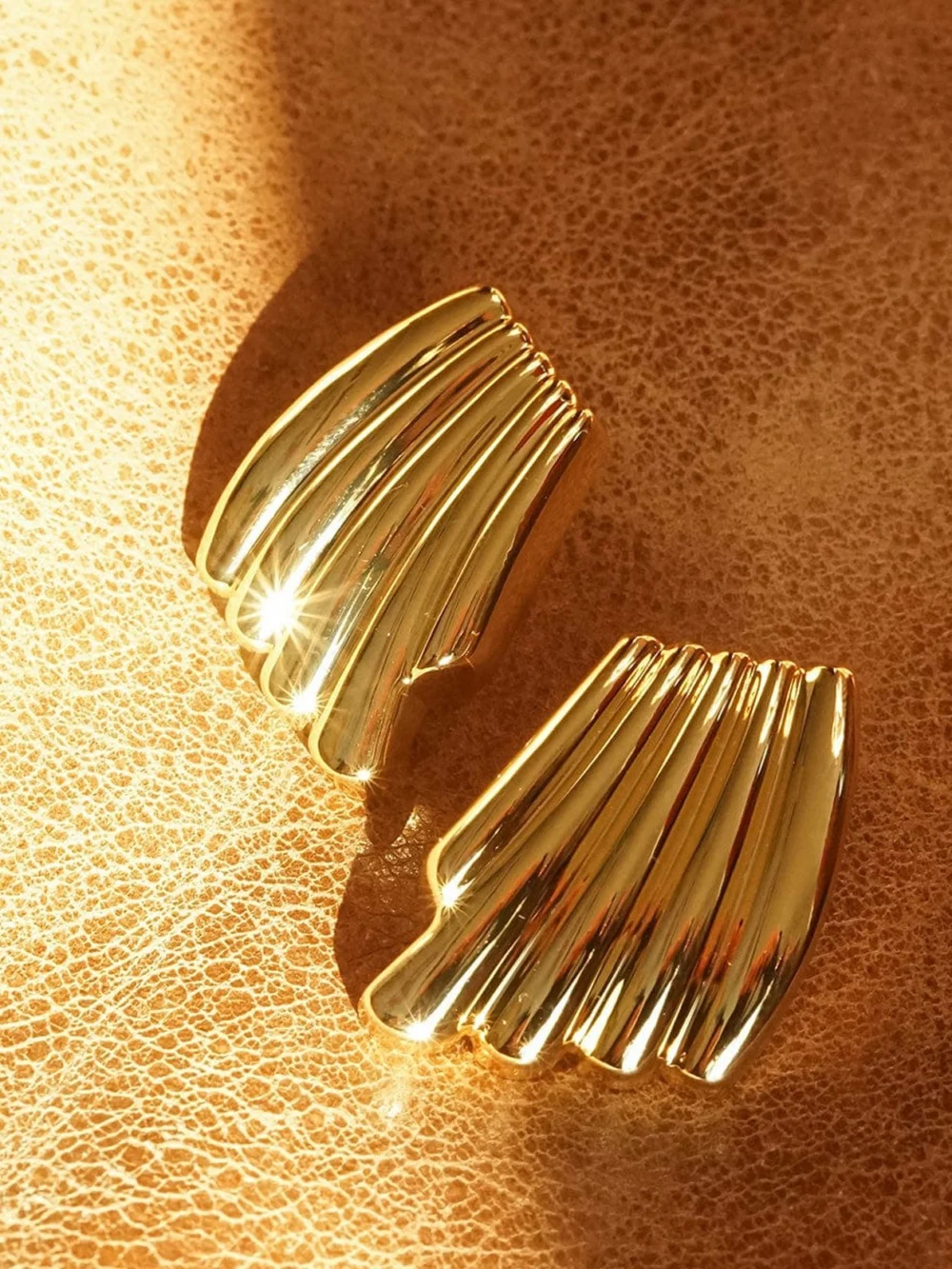 Daisy London Polly Oversized Wave Stud Earrings 18ct Gold Plate, view 3