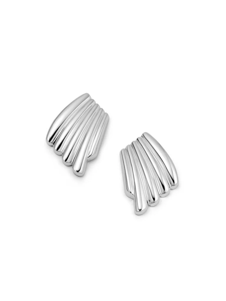 Daisy London Polly Oversized Wave Stud Earrings Silver Plate