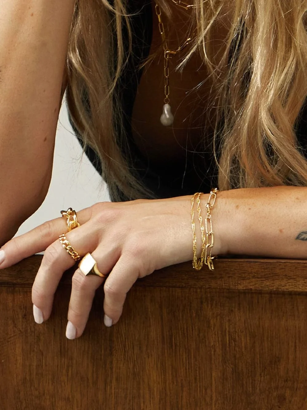 Daisy London Polly Paperclip Chain Bracelet 18ct Gold Plate, view 4