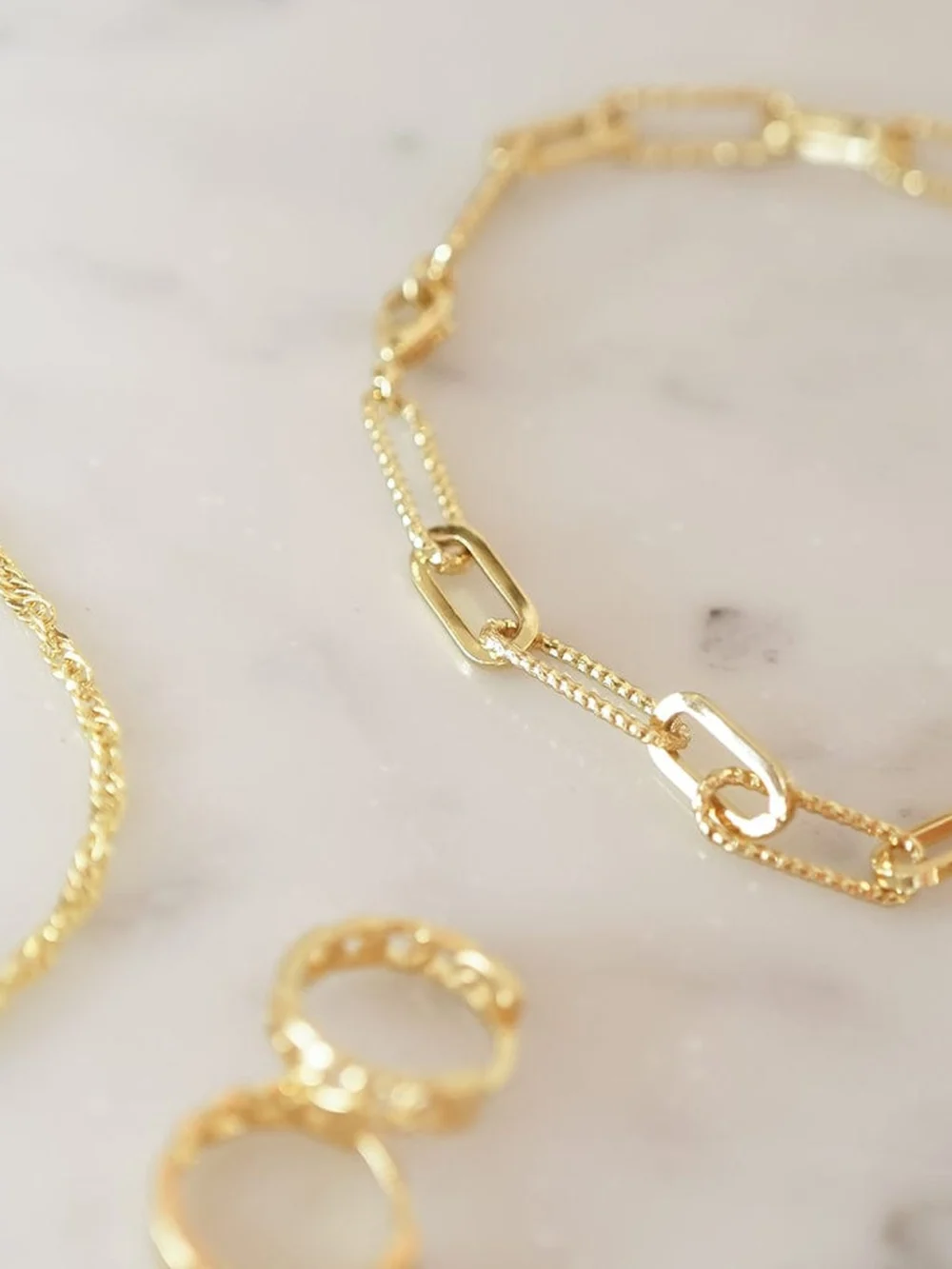Daisy London Polly Paperclip Chain Bracelet 18ct Gold Plate, view 5
