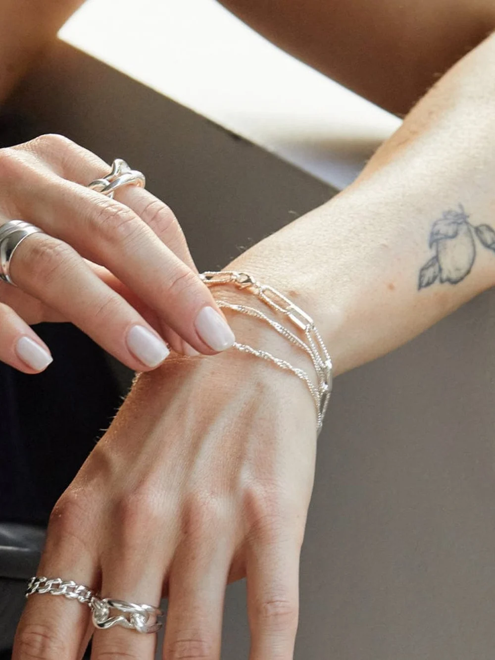 Daisy London Polly Paperclip Chain Bracelet Silver Plate, view 3