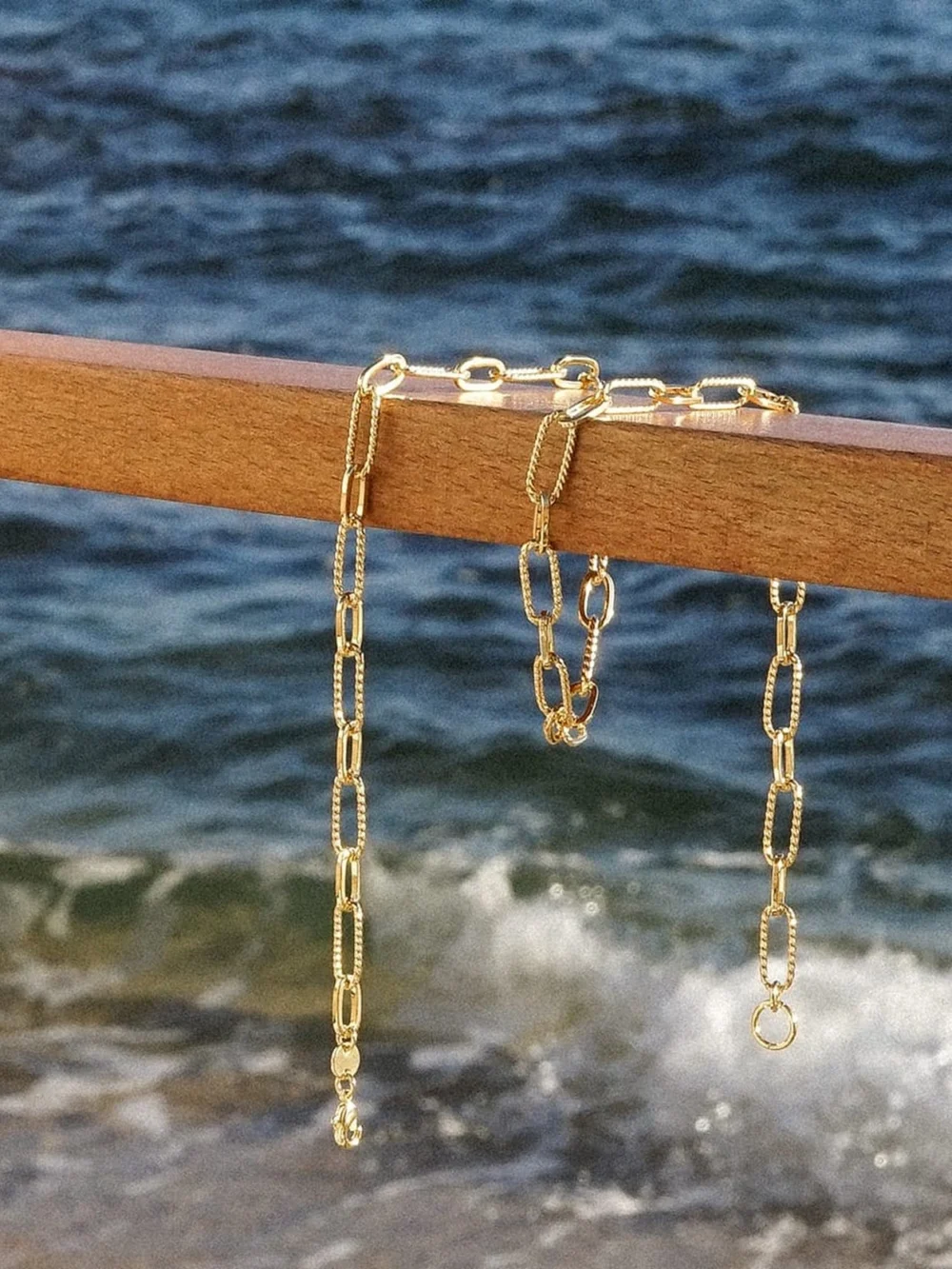 Daisy London Polly Paperclip Chain Necklace 18ct Gold Plate, view 3