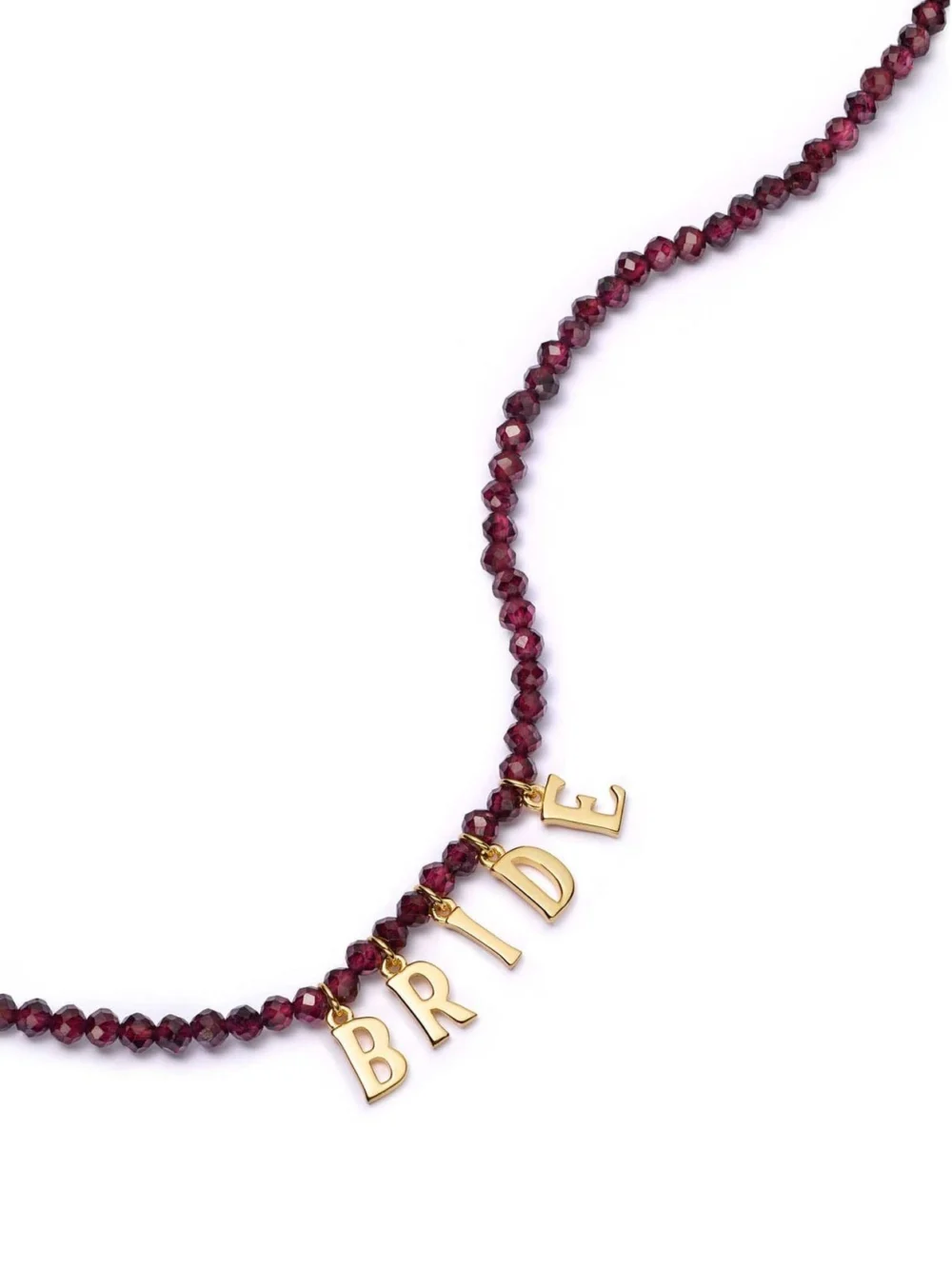 Daisy London Polly Personalised Garnet Bead Necklace 18ct Gold Plate