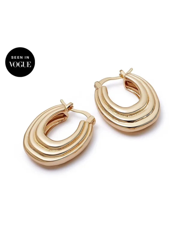 Daisy London Polly Ridge Hoop Earrings 18ct Gold Plate