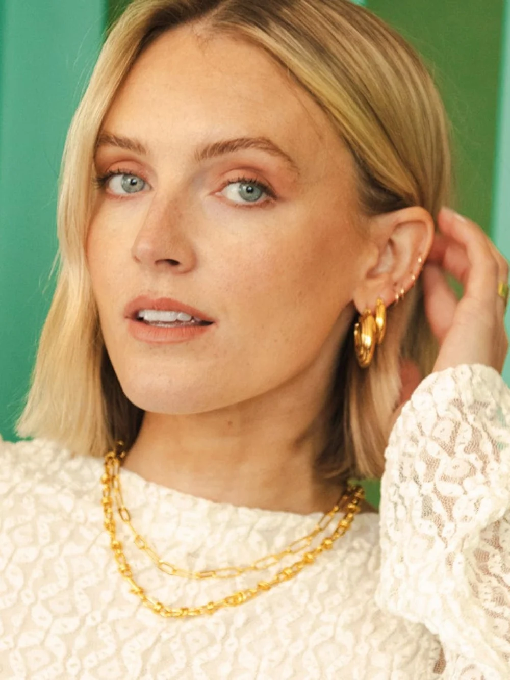 Daisy London Polly Ridge Hoop Earrings 18ct Gold Plate, view 4