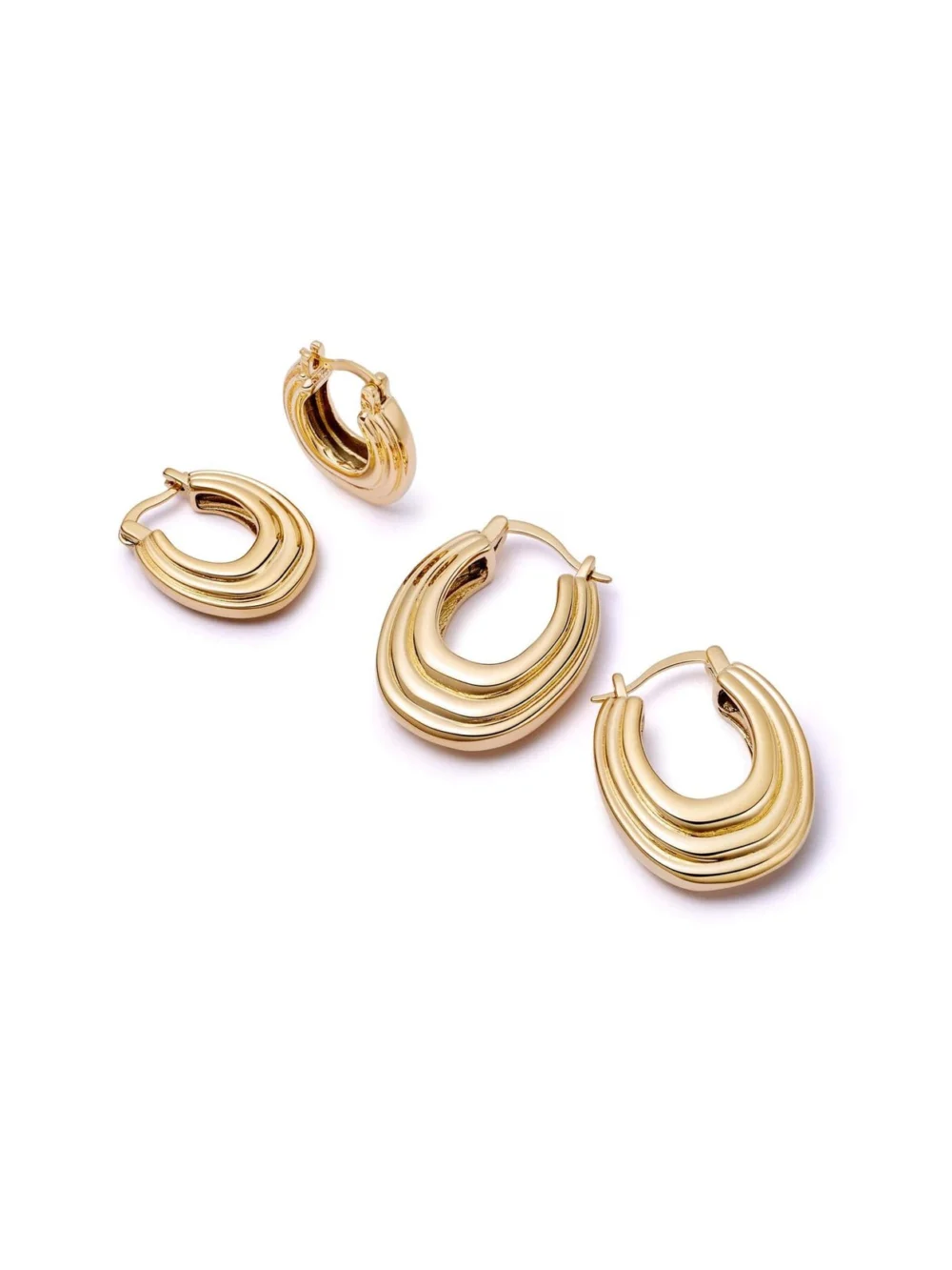 Daisy London Polly Ridge Hoop Earrings 18ct Gold Plate, view 6