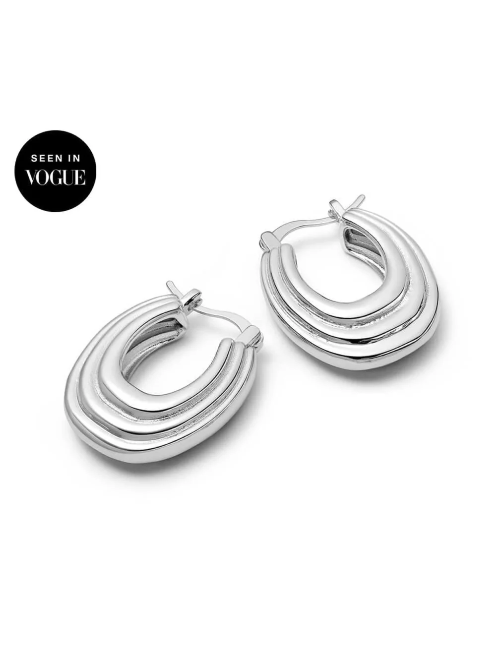 Daisy London Polly Ridge Hoop Earrings Silver Plate