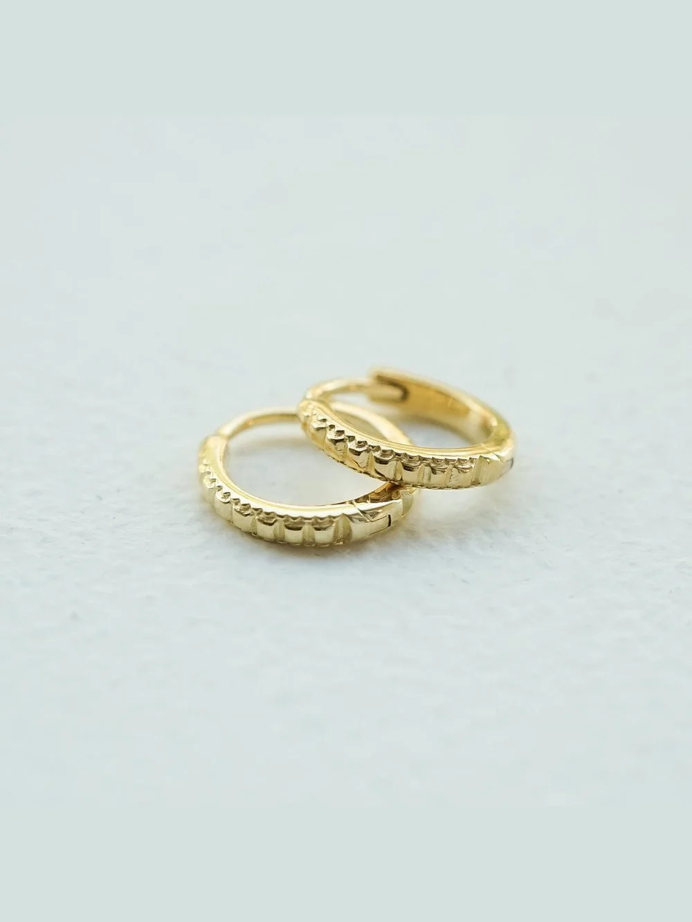 Daisy London Polly Ridge Huggie Hoop Earrings 18ct Gold Plate, view 3