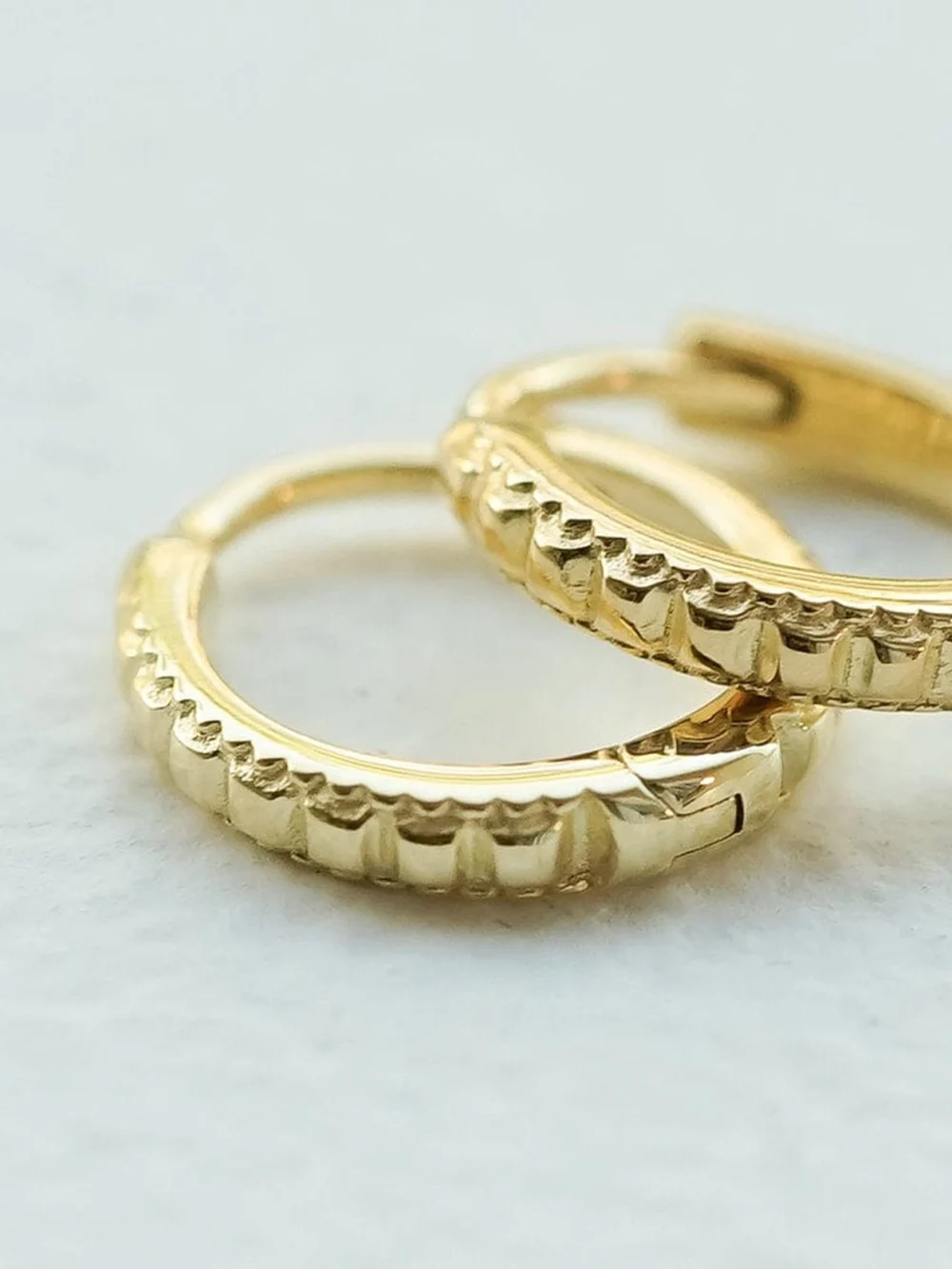 Daisy London Polly Ridge Huggie Hoop Earrings 18ct Gold Plate, view 5