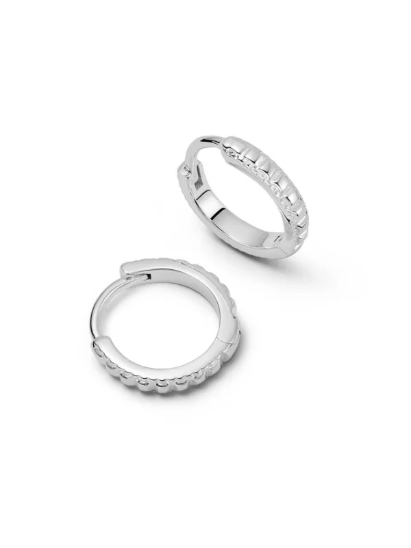 Daisy London Polly Ridge Huggie Hoop Earrings Sterling Silver