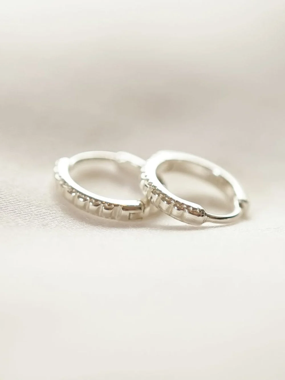 Daisy London Polly Ridge Huggie Hoop Earrings Sterling Silver, view 3