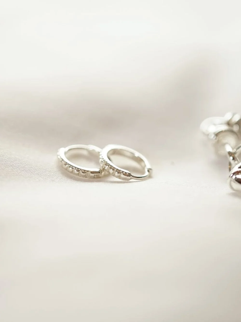 Daisy London Polly Ridge Huggie Hoop Earrings Sterling Silver, view 5