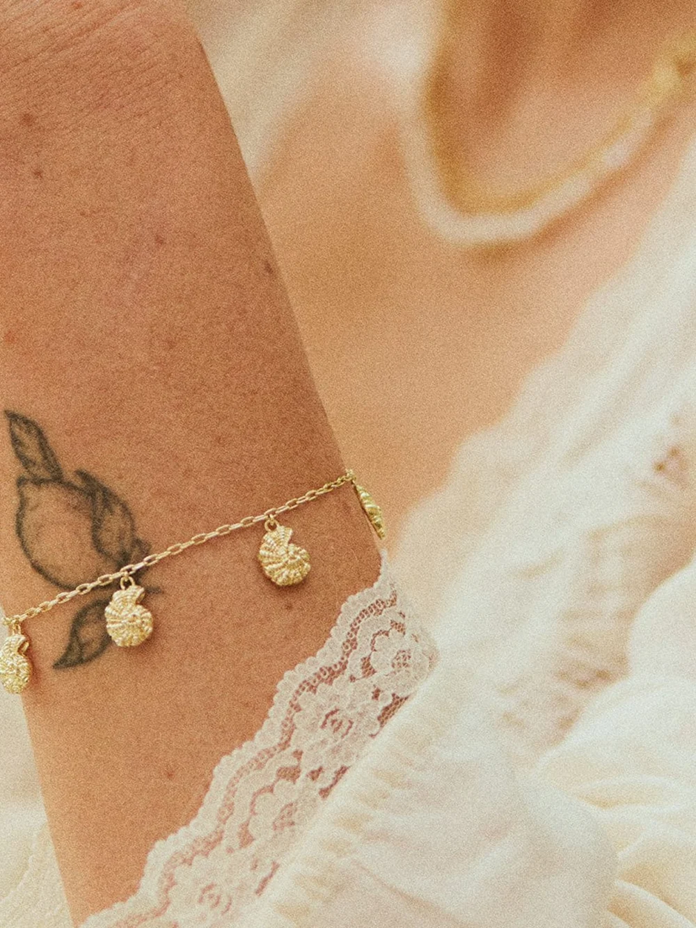 Daisy London Polly Shell Charm Bracelet 18ct Gold Plate, view 2