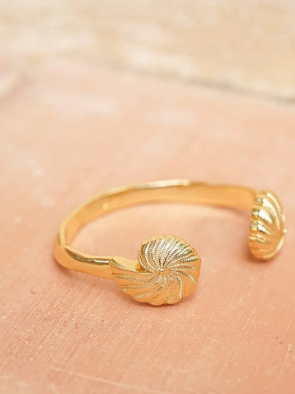 Daisy London Polly Shell Cuff Bangle 18ct Gold Plate, view 3