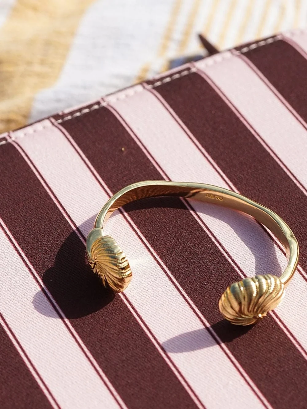 Daisy London Polly Shell Cuff Bangle 18ct Gold Plate, view 5