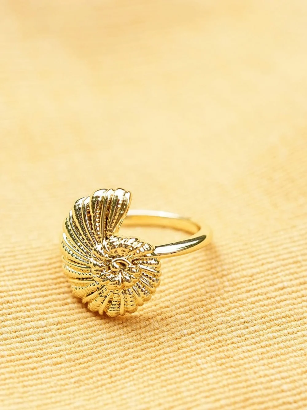 Daisy London Polly Shell Ring 18ct Gold Plate, view 3