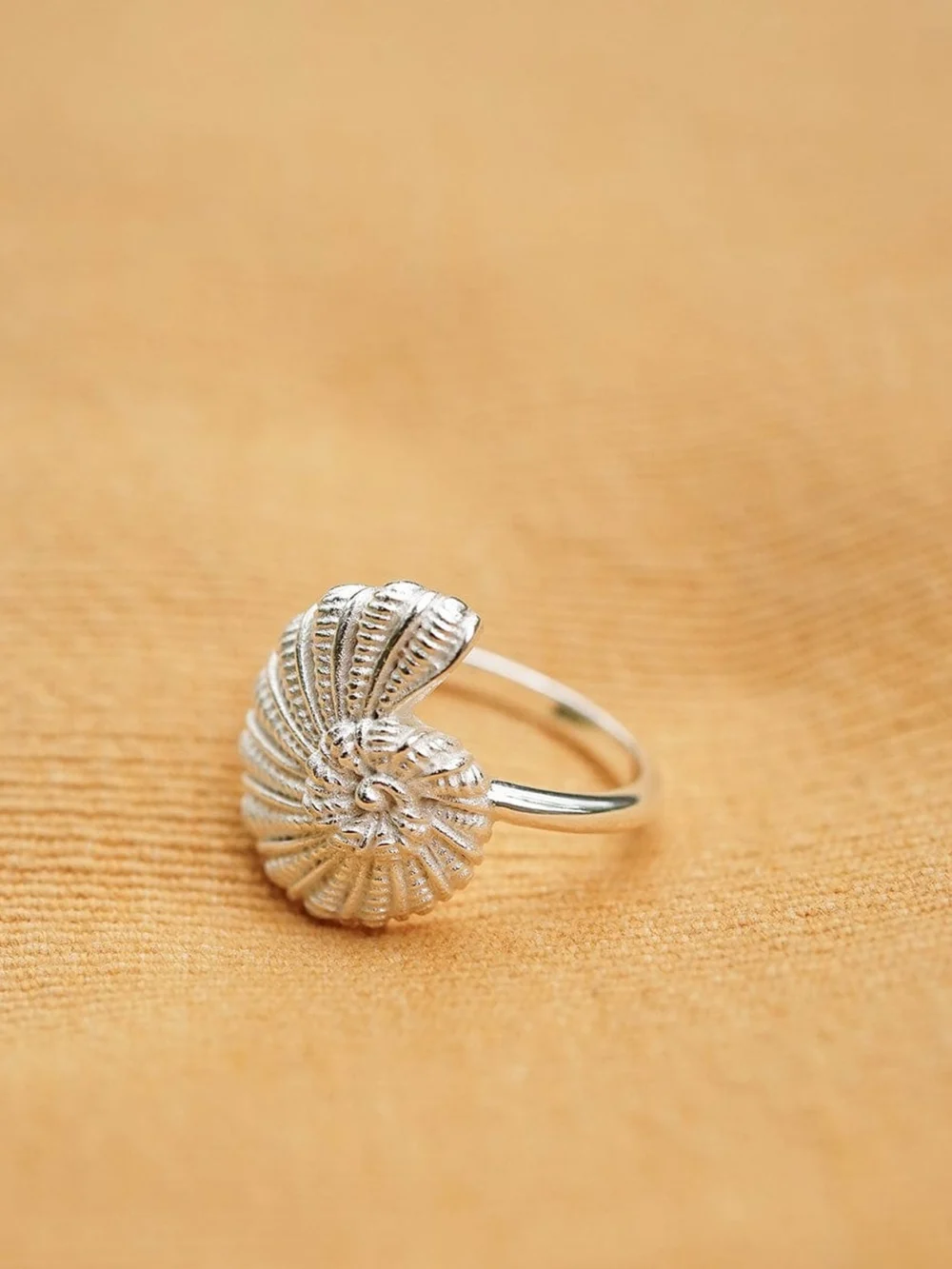 Daisy London Polly Shell Ring Silver Plate, view 3