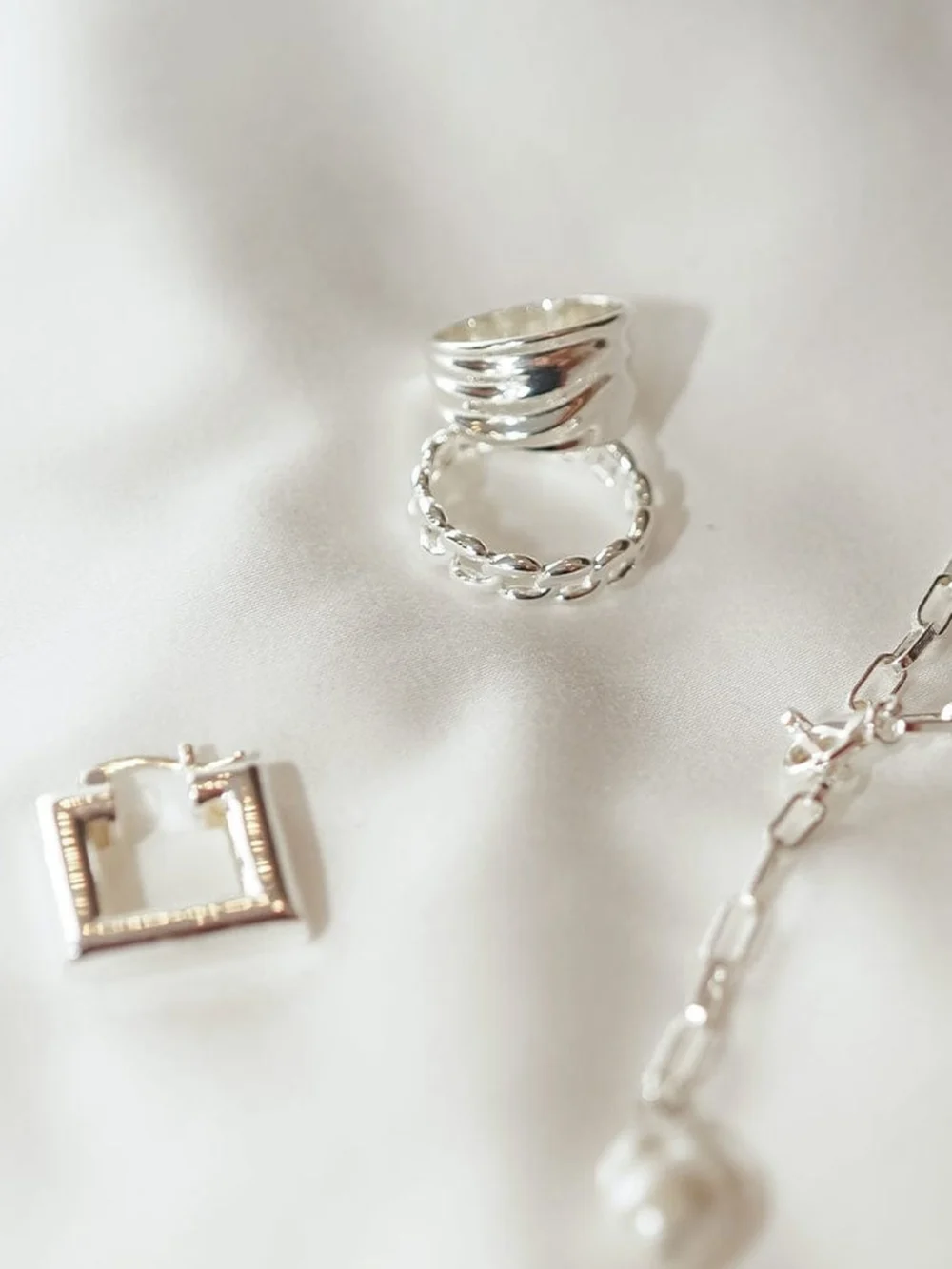 Daisy London Polly Solid Chain Ring Sterling Silver, view 5