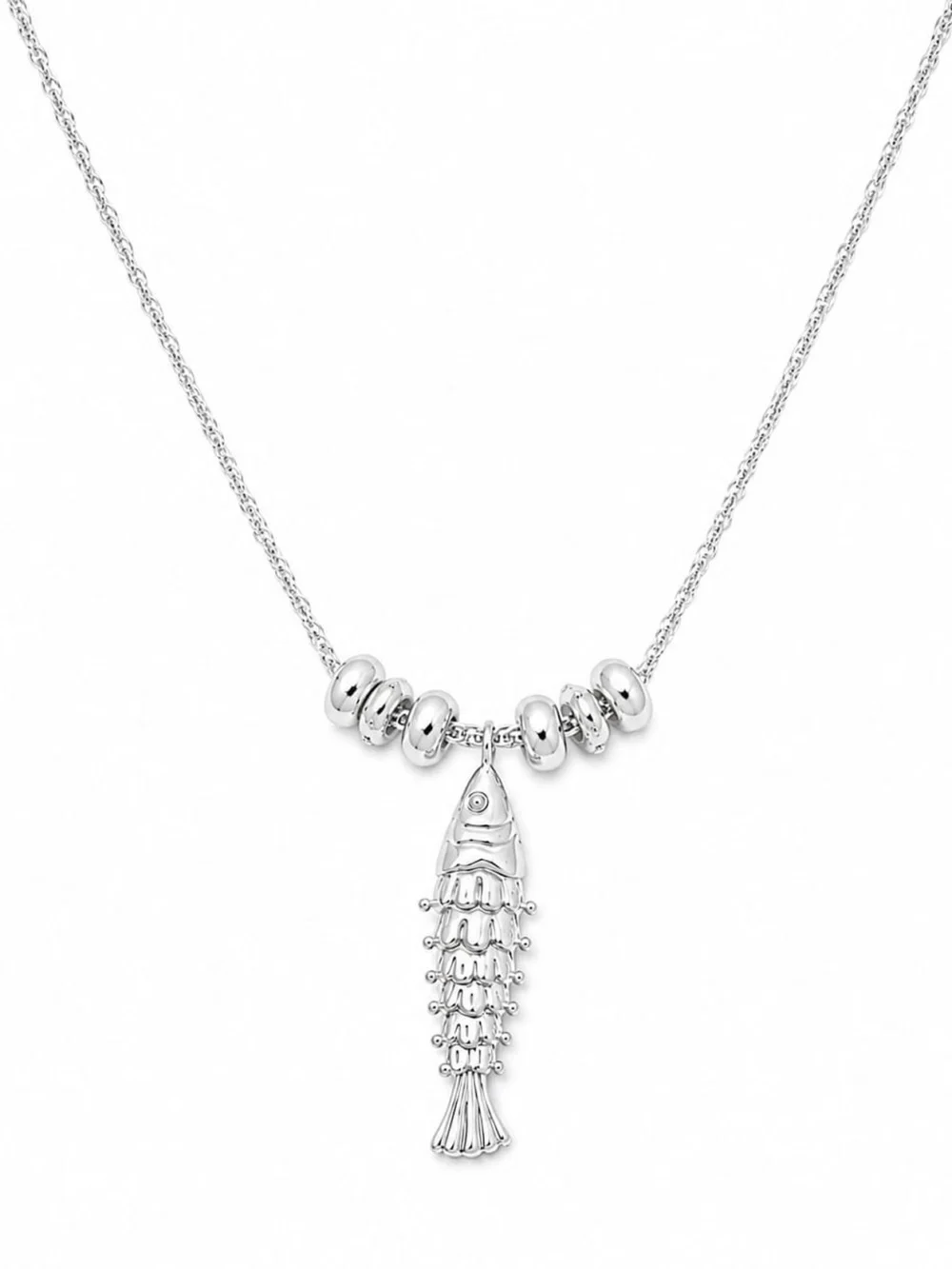 Daisy London Polly Tidal Fish Chain Necklace Silver Plate