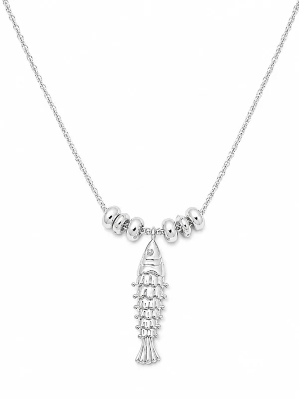 Daisy London Polly Tidal Fish Chain Necklace Silver Plate