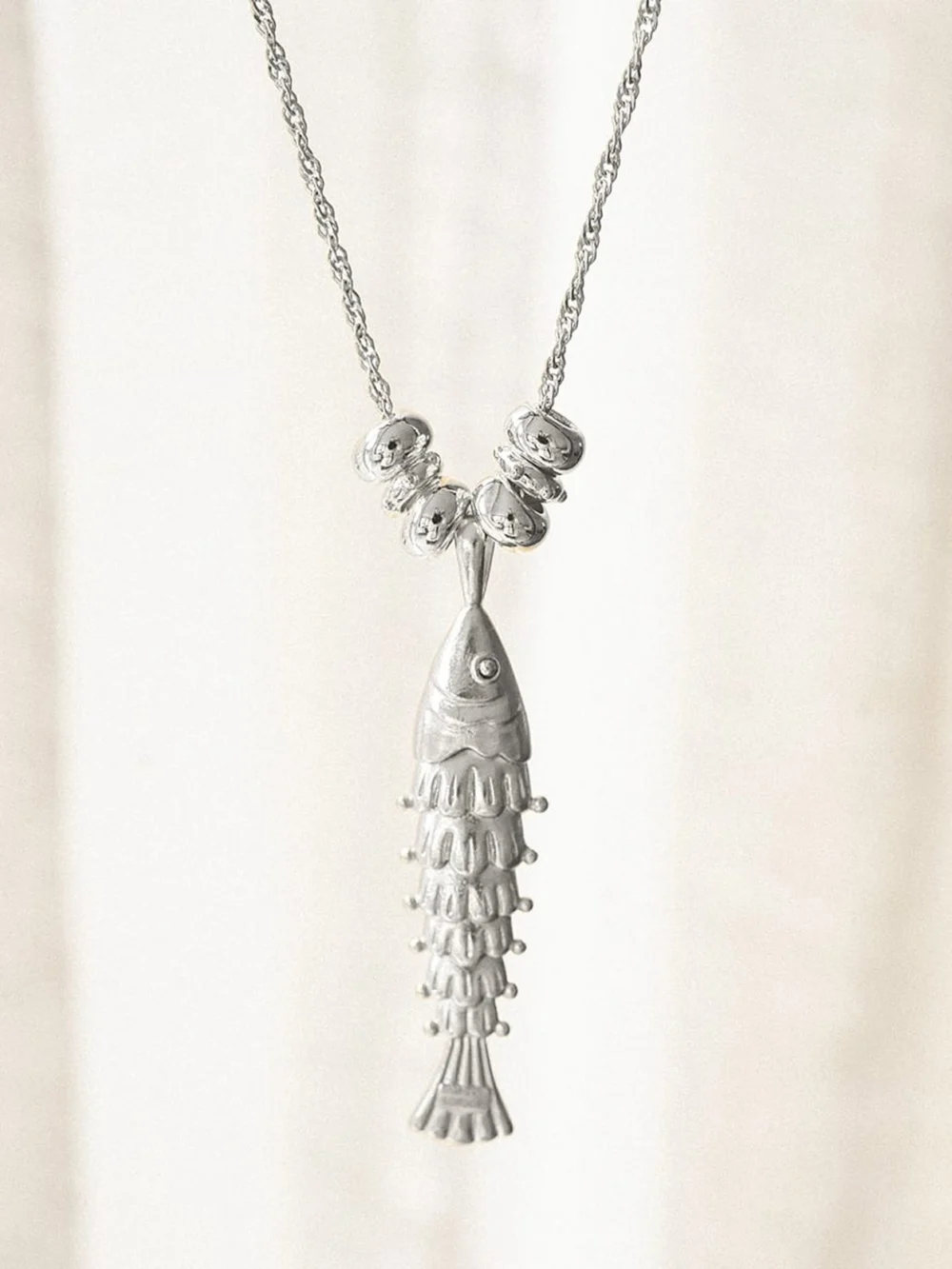 Daisy London Polly Tidal Fish Chain Necklace Silver Plate, view 3