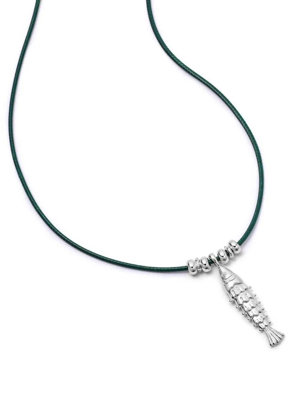 Daisy London Polly Tidal Fish Cord Necklace Silver Plate