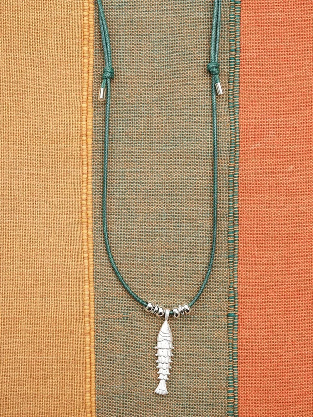 Daisy London Polly Tidal Fish Cord Necklace Silver Plate, view 5