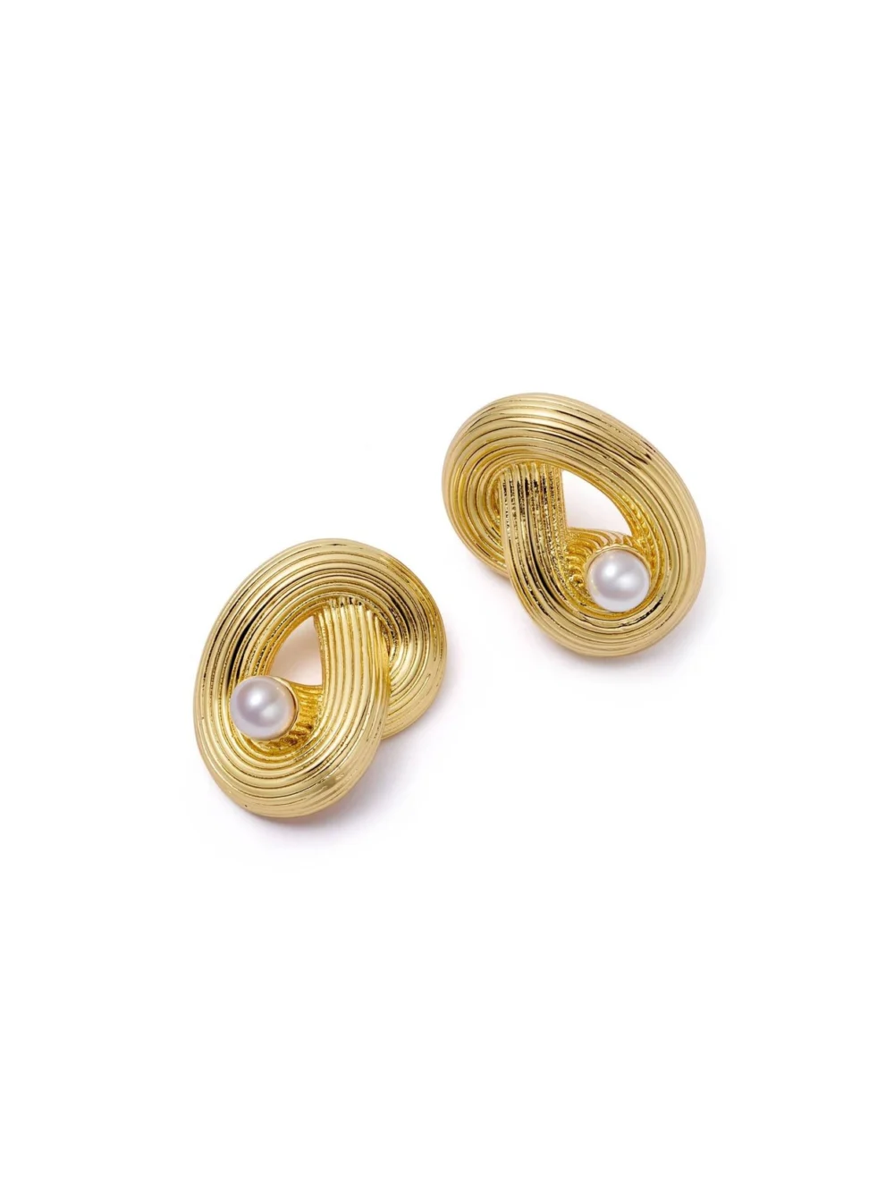 Daisy London Polly Ties the Knot Pearl Stud Earrings 18ct Gold Plate