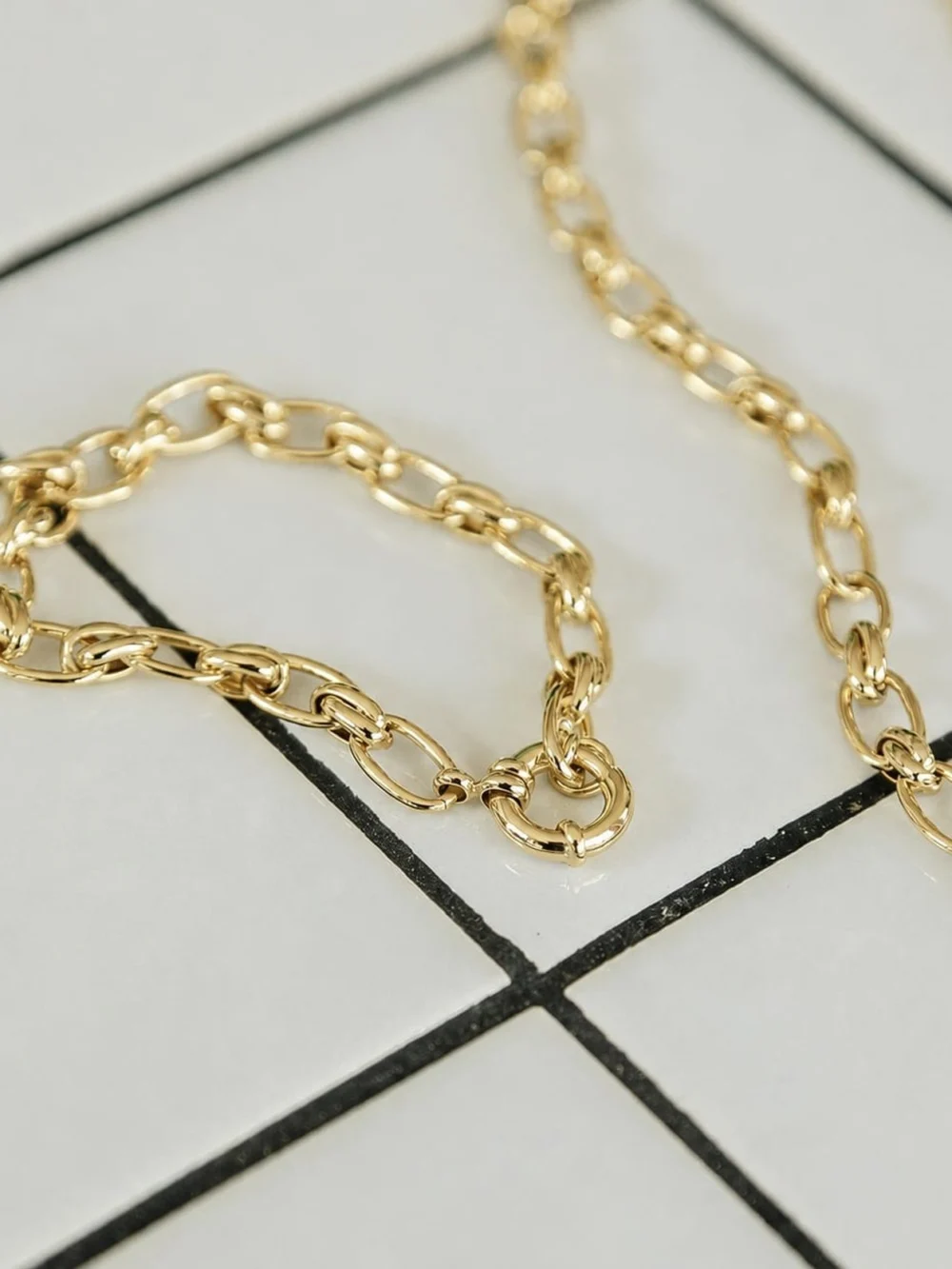 Daisy London Polly Vintage Link Chain Bracelet 18ct Gold Plate, view 4