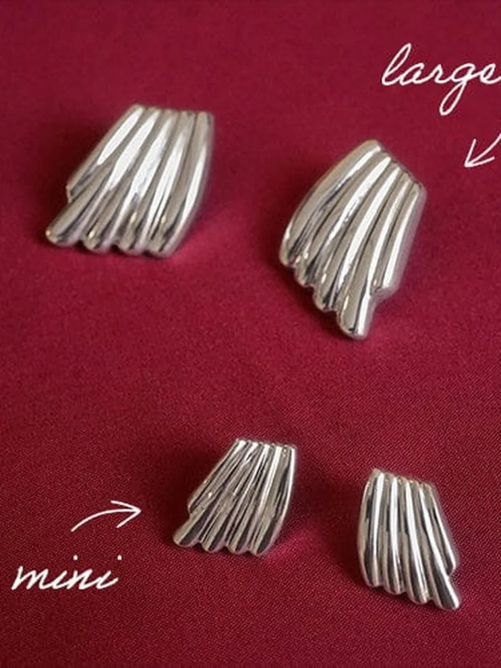 Daisy London Polly Wave Stud Earrings Silver Plate, view 6