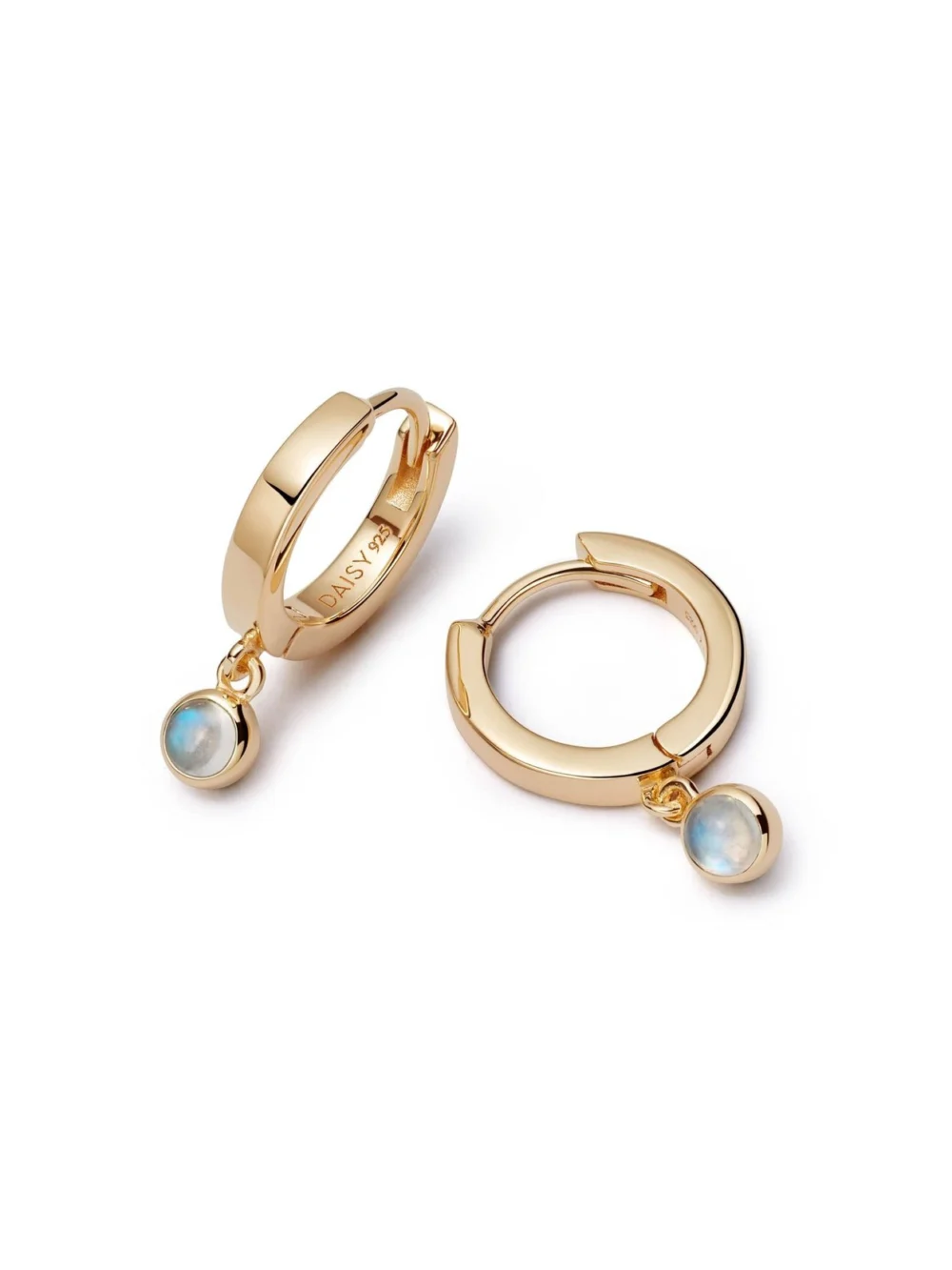 Daisy London Rainbow Moonstone Healing Huggie Hoop Earrings 18ct Gold Plate