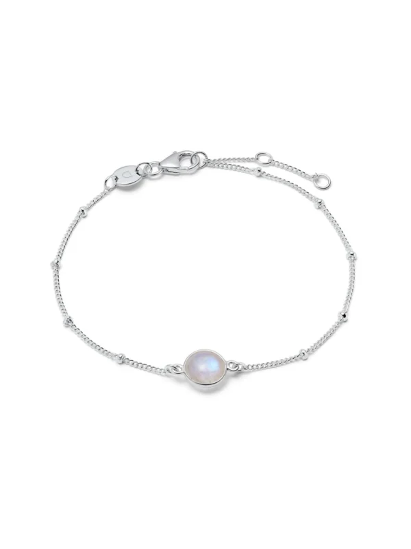 Daisy London Rainbow Moonstone Healing Stone Bobble Bracelet Sterling Silver