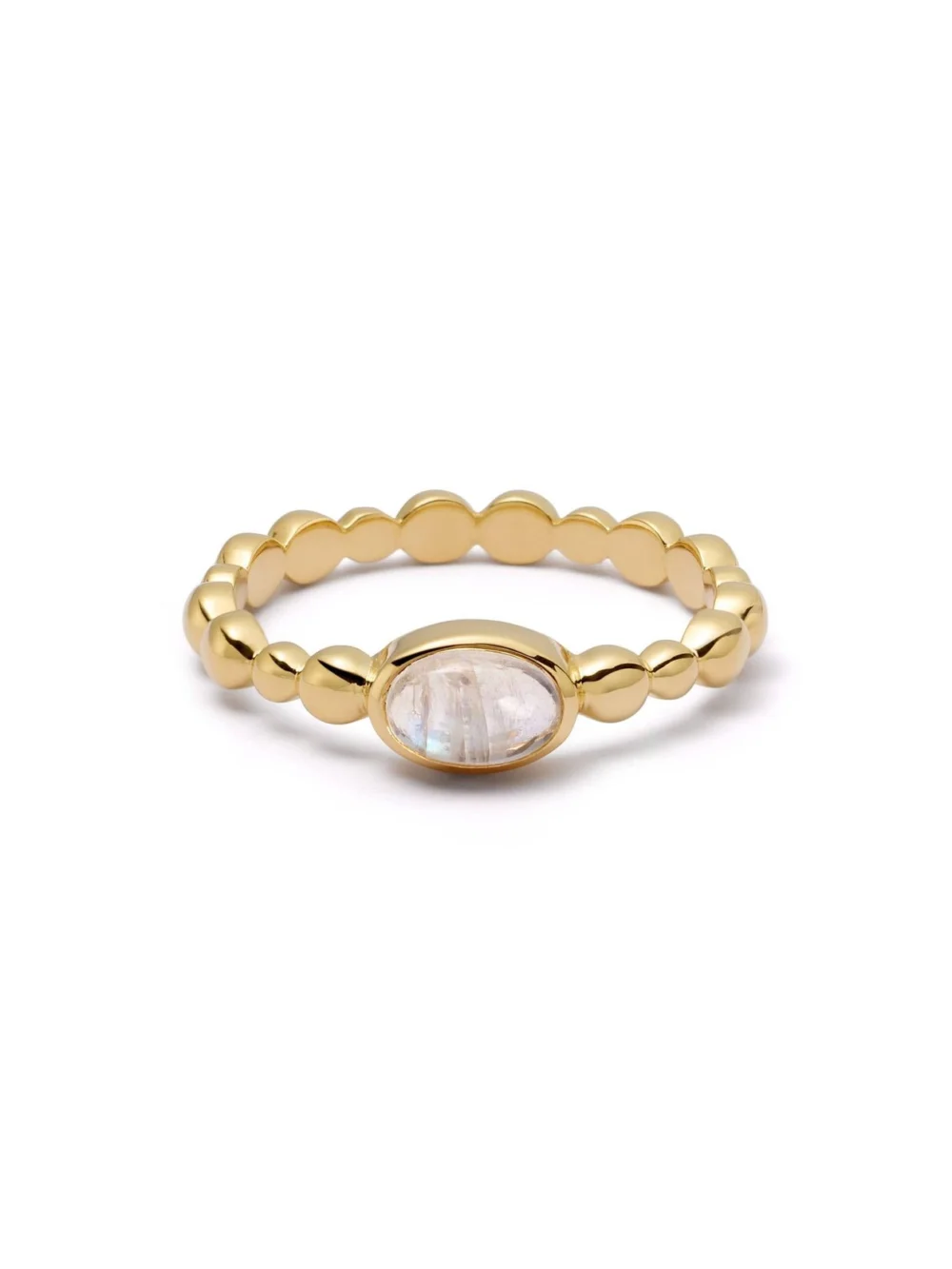 Daisy London Rainbow Moonstone Healing Stone Bobble Ring 18ct Gold Plate