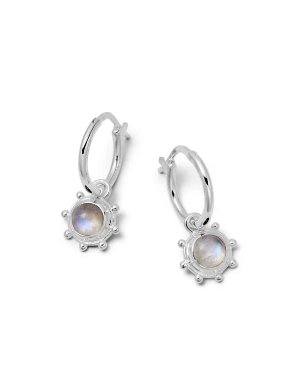 Daisy London Rainbow Moonstone Healing Stone Charm Earrings Sterling Silver