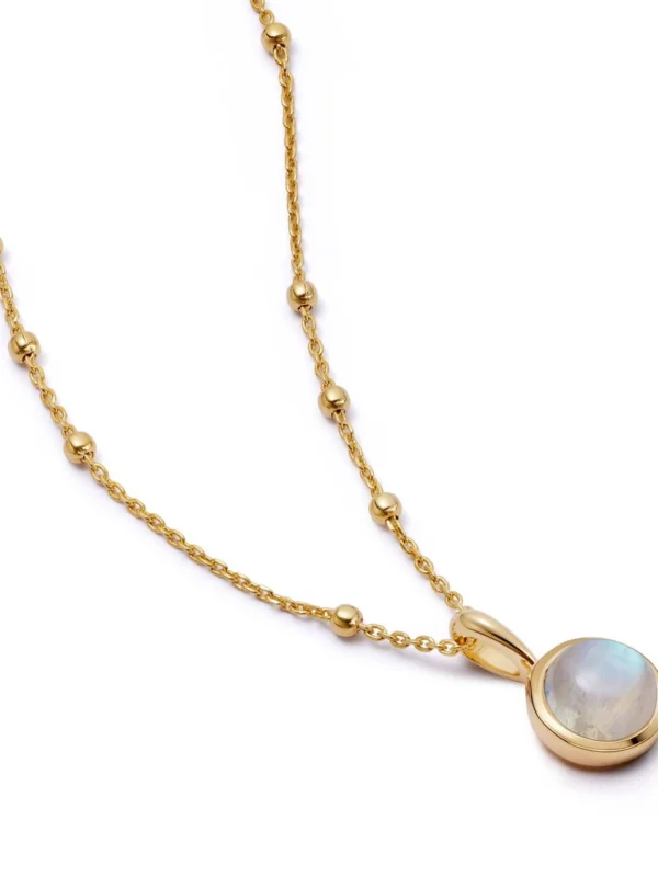 Daisy London Rainbow Moonstone Healing Stone Necklace 18ct Gold Plate