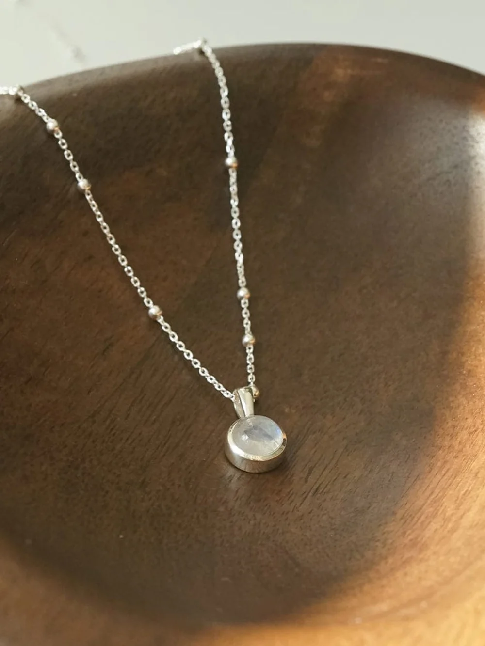 Daisy London Rainbow Moonstone Healing Stone Necklace Sterling Silver, view 5