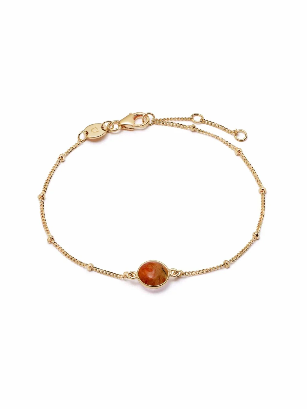 Daisy London Red Coral Healing Stone Bobble Bracelet 18ct Gold Plate