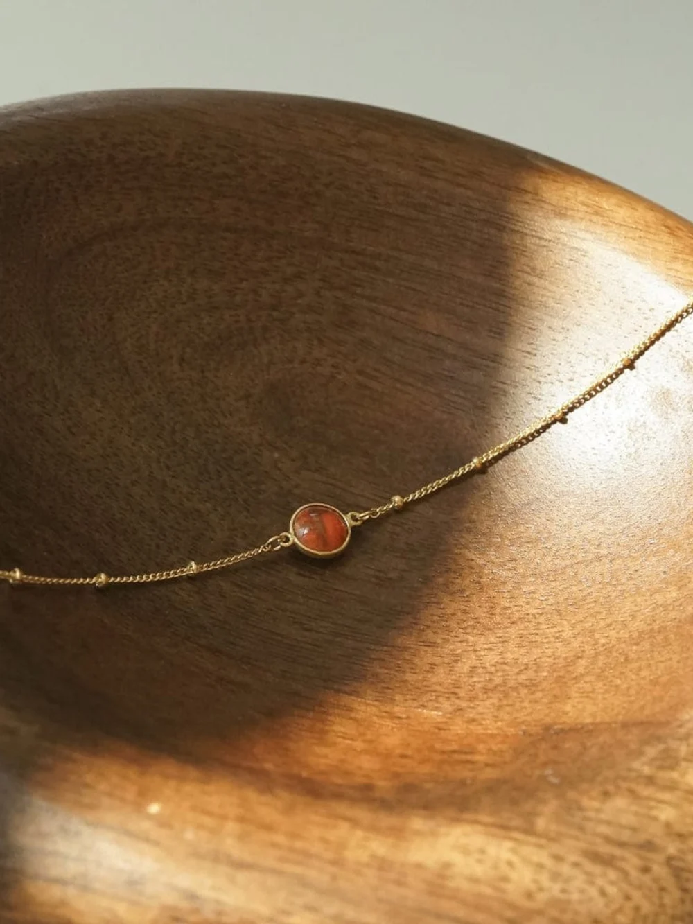 Daisy London Red Coral Healing Stone Bobble Bracelet 18ct Gold Plate, view 3