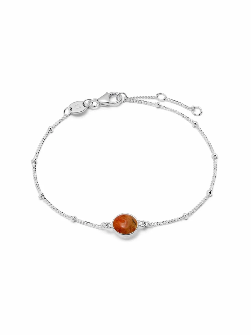 Daisy London Red Coral Healing Stone Bobble Bracelet Sterling Silver
