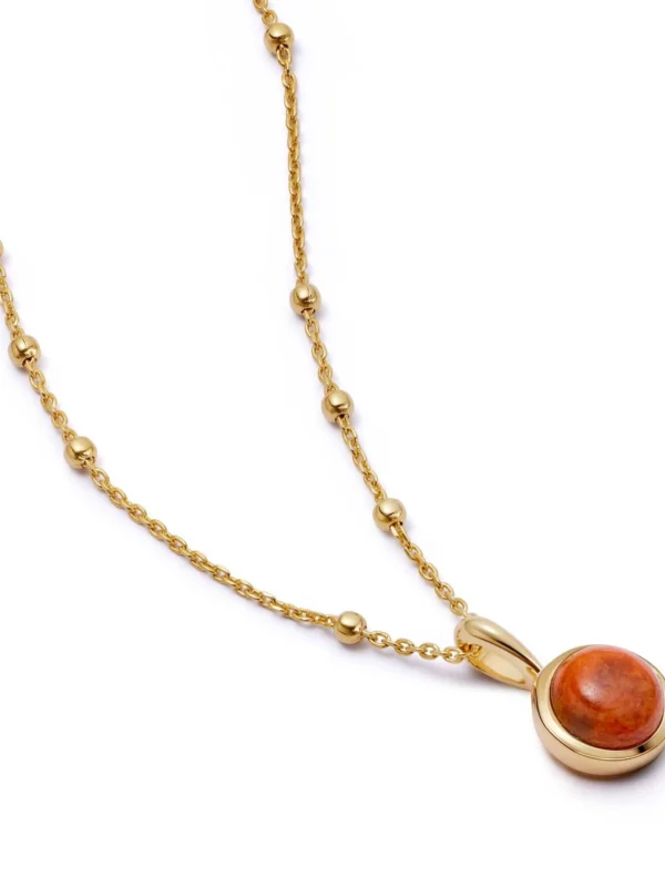 Daisy London Red Coral Healing Stone Necklace 18ct Gold Plate