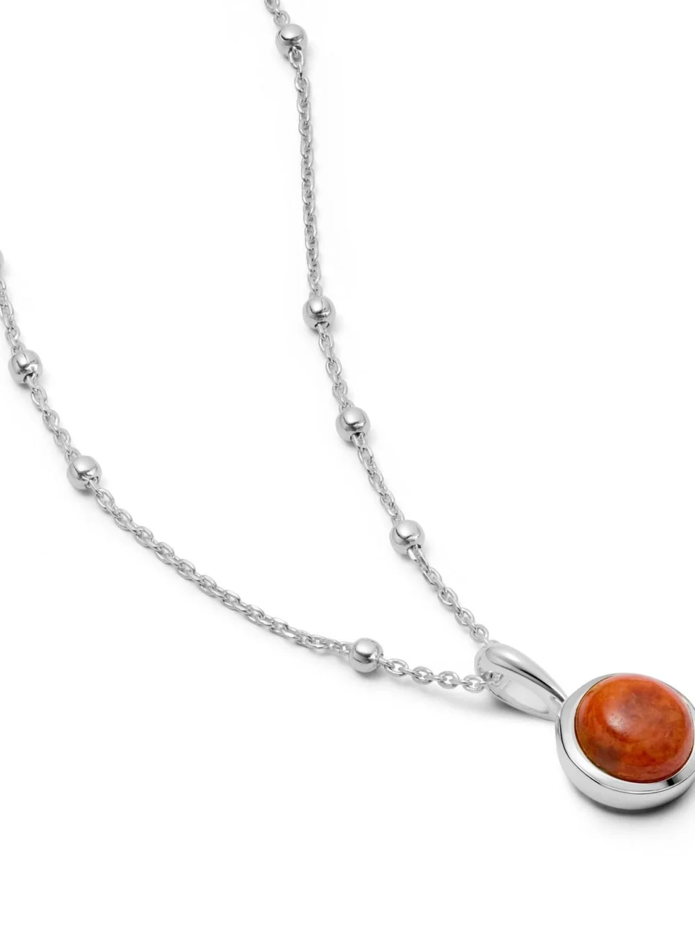 Daisy London Red Coral Healing Stone Necklace Sterling Silver