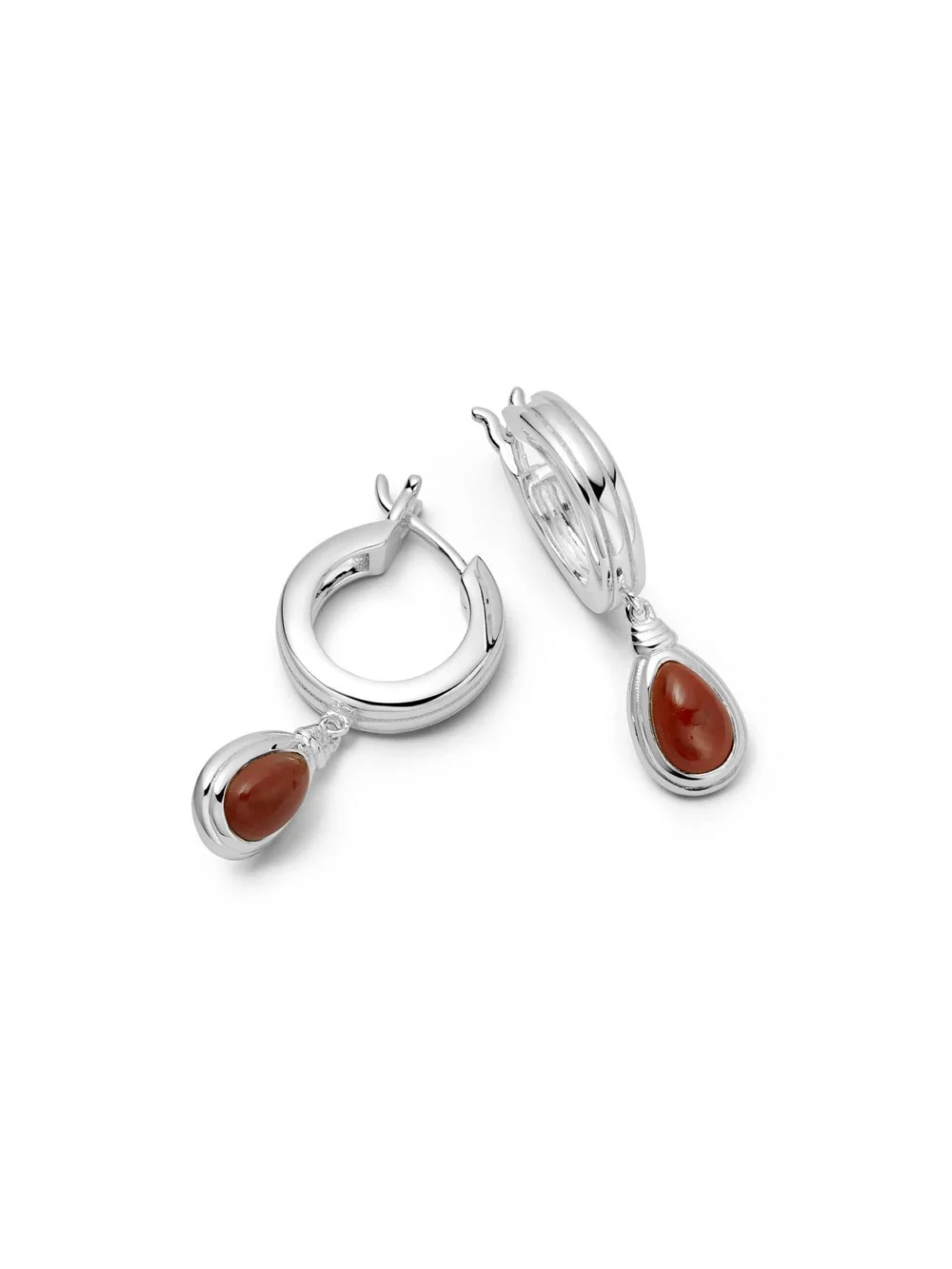 Daisy London Red Jasper Pear Drop Earrings Sterling Silver