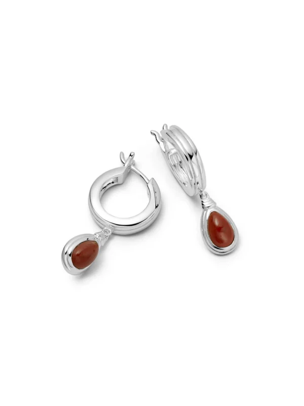 Daisy London Red Jasper Pear Drop Earrings Sterling Silver