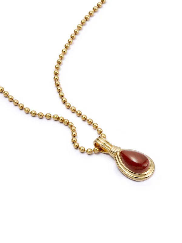 Daisy London Red Jasper Pear Necklace 18ct Gold Plate