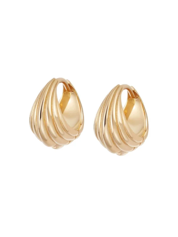 Daisy London Ridged Huggie Earrings 18ct Gold Plate
