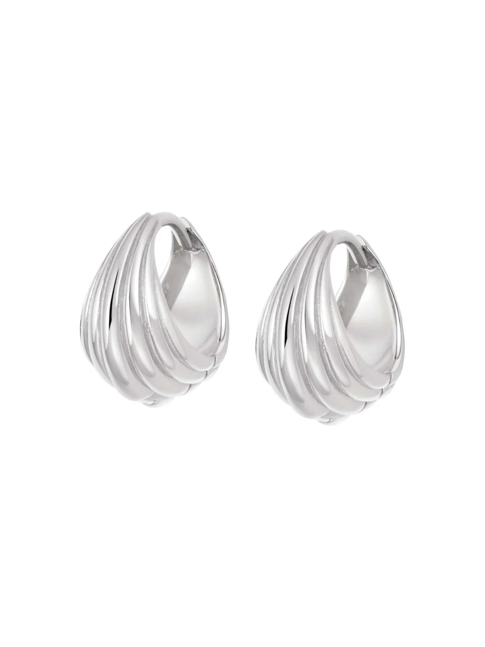 Daisy London Ridged Huggie Earrings Sterling Silver
